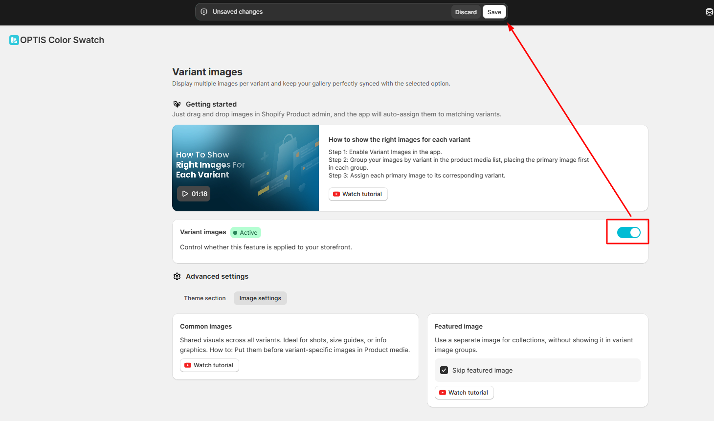 Enabling Variant Images in the app